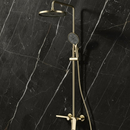 Opbouw regendoucheset Cynthia - Geborsteld goud - 130 × 35 × 25 cm