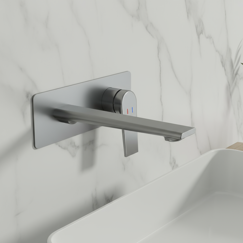 Inbouw wastafelkraan Diego  – Gunmetal grey - Incl. inbouwdeel - 22,5 × 11 × 20 cm