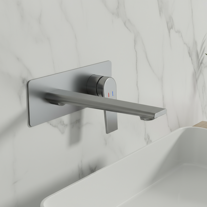 Inbouw wastafelkraan Diego  – Gunmetal grey - Incl. inbouwdeel - 22,5 × 11 × 20 cm