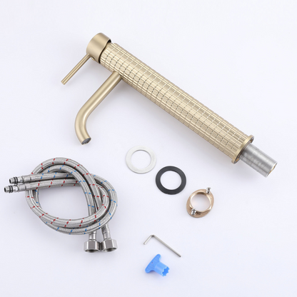 Hoge wastafelkraan Angelica - Geborsteld goud - 30,5 × 5,5 × 19 cm