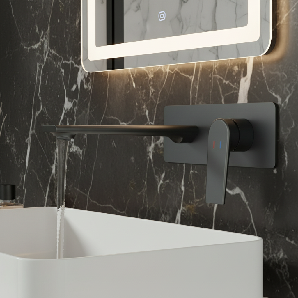 Inbouw wastafelkraan Diego  – Mat zwart - Incl. inbouwdeel - 22,5 × 11 × 20 cm