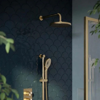 Thermostatiche inbouw regendoucheset Valencia - Luchtdouche - Geborsteld goud