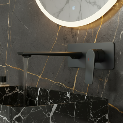 Inbouw wastafelkraan Diego  – Mat zwart - Incl. inbouwdeel - 22,5 × 11 × 20 cm