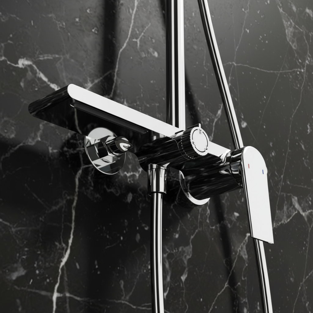 Opbouw regendoucheset Cynthia - Chroom- 130 × 35 × 25 cm