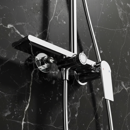 Opbouw regendoucheset Cynthia - Chroom- 130 × 35 × 25 cm