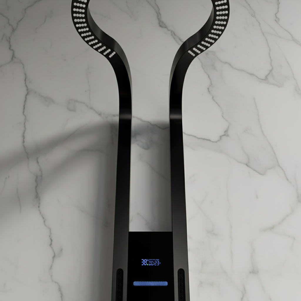 Thermostatisch Douchepaneel Marcelo – Digitale Display - Mat zwart - 182 × 40 × 52 cm