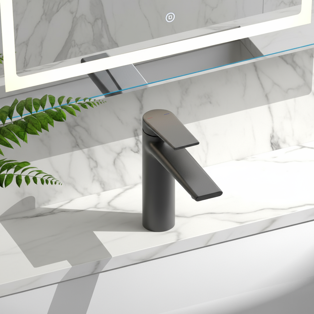 Opbouw wastafelkraan Diego  – Mat zwart - 15 × 13,7 × 4,4 cm