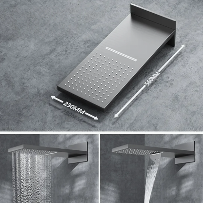 Thermostatisch Inbouw Regendoucheset - Isabella - Gun Grey - Met Digitaal Display - Waterval