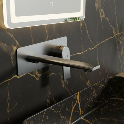 Inbouw wastafelkraan Diego  – Gunmetal grey - Incl. inbouwdeel - 22,5 × 11 × 20 cm