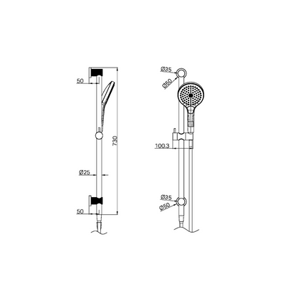 Handdouche met glijstang - Valencia – Air shower II - Graphite