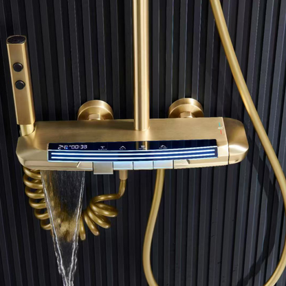 Thermostatische Opbouw Regendoucheset - Sandro - Geborsteld Goud