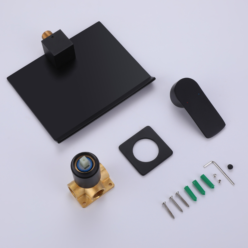 Inbouw wastafelkraan Louise - Mat zwart - Incl. inbouwdeel