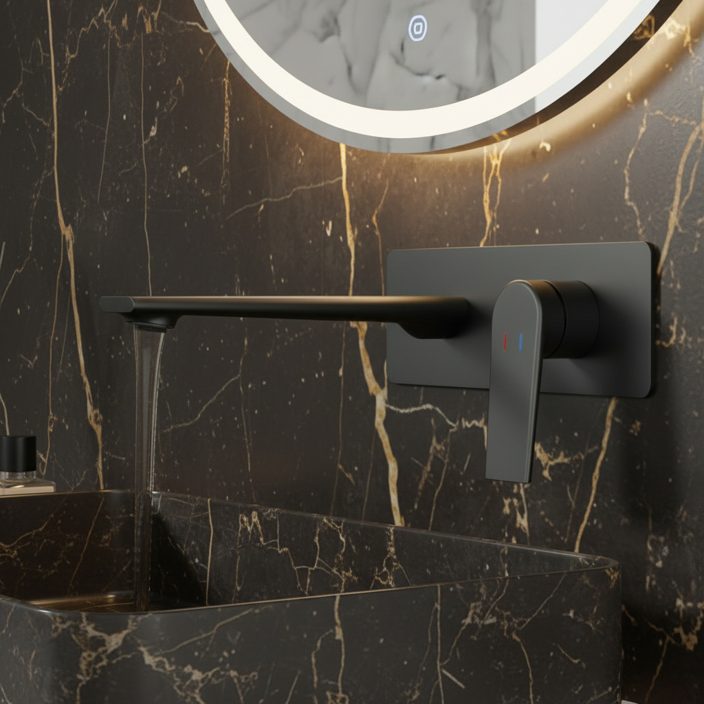 Inbouw wastafelkraan Diego  – Mat zwart - Incl. inbouwdeel - 22,5 × 11 × 20 cm