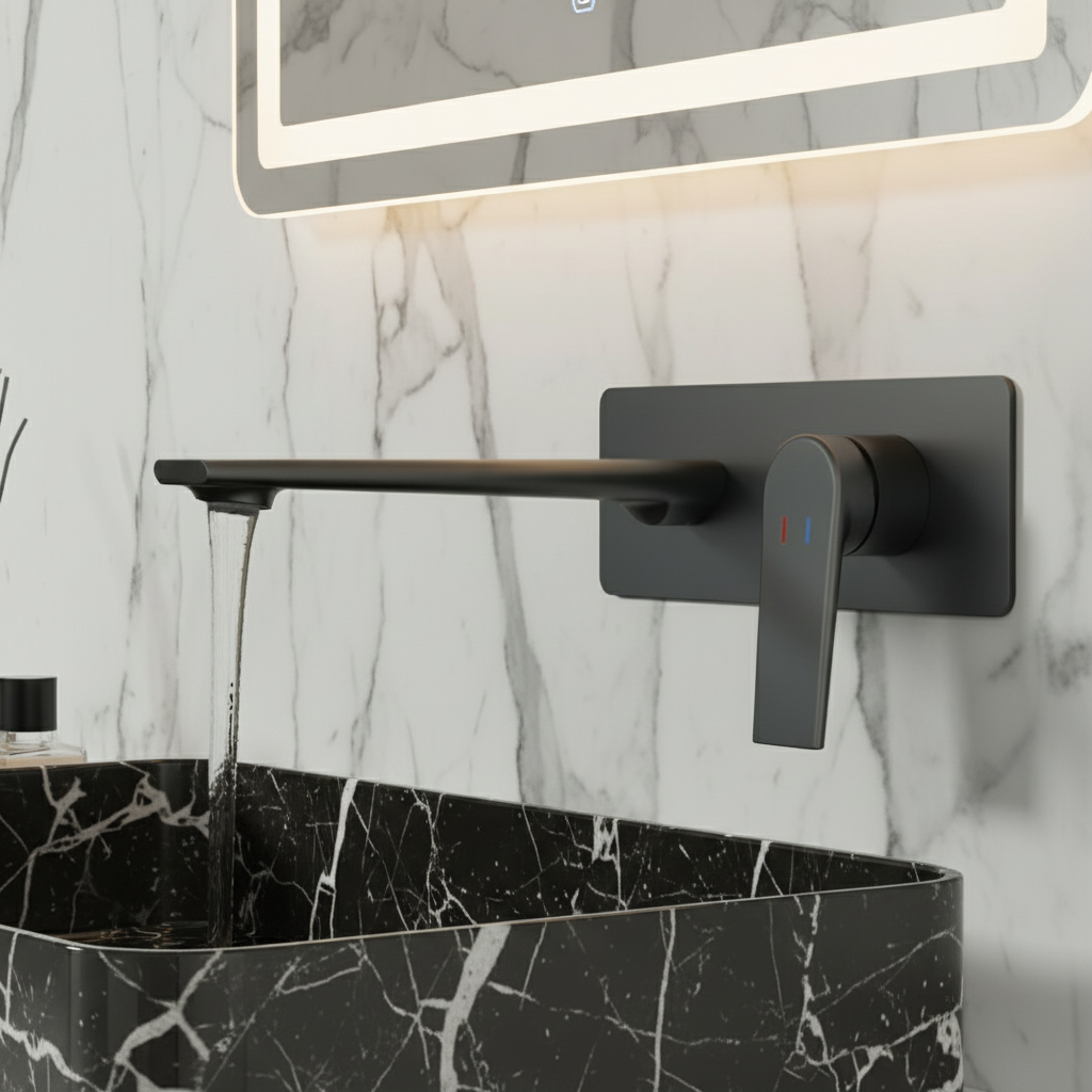 Inbouw wastafelkraan Diego  – Mat zwart - Incl. inbouwdeel - 22,5 × 11 × 20 cm