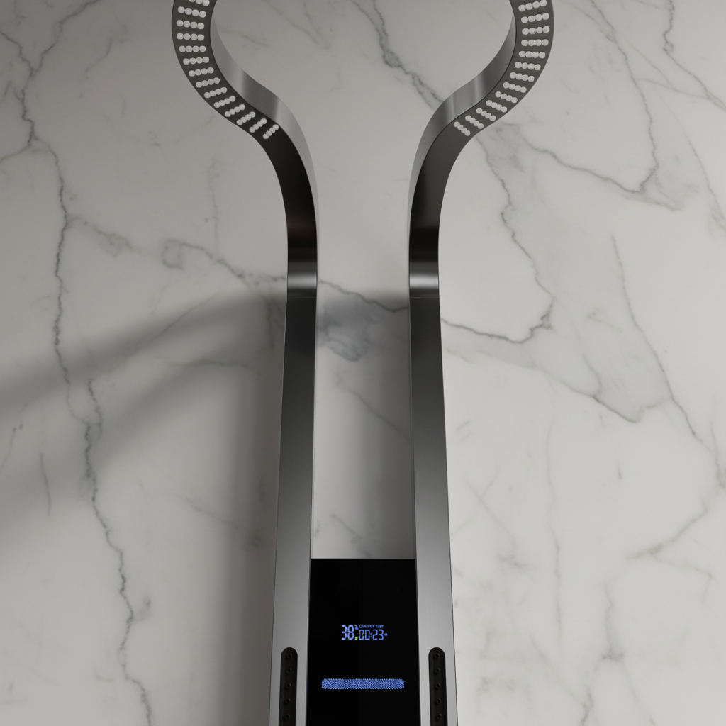 Thermostatisch Douchepaneel Marcelo – Digitale Display - Gunmetal Grey - 182 × 40 × 52 cm