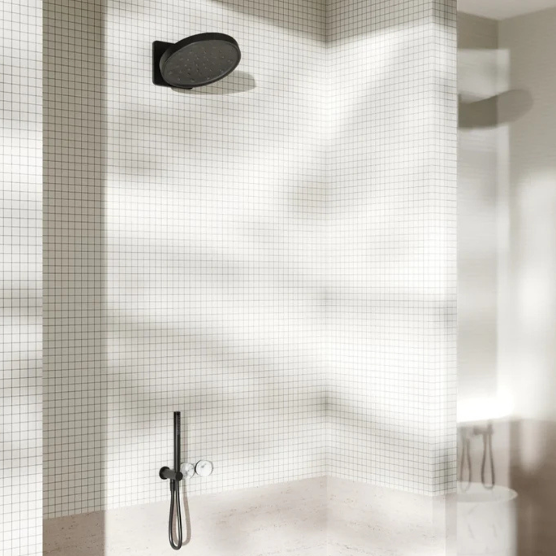 Regendouchekop Sorrento - Met wandbevestiging - Matte black - 300mm