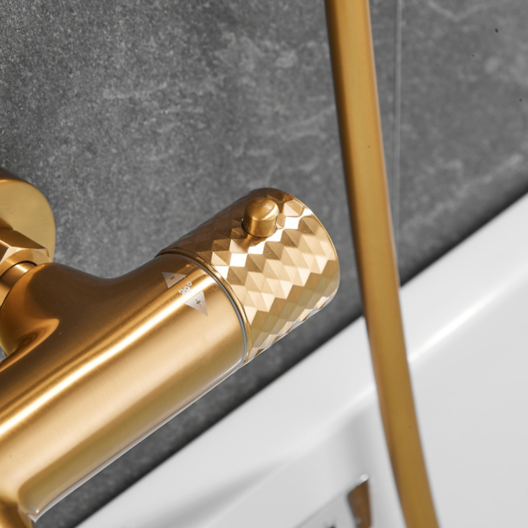 Thermostatische opbouw badkraan - Alessandra - Geborsteld goud