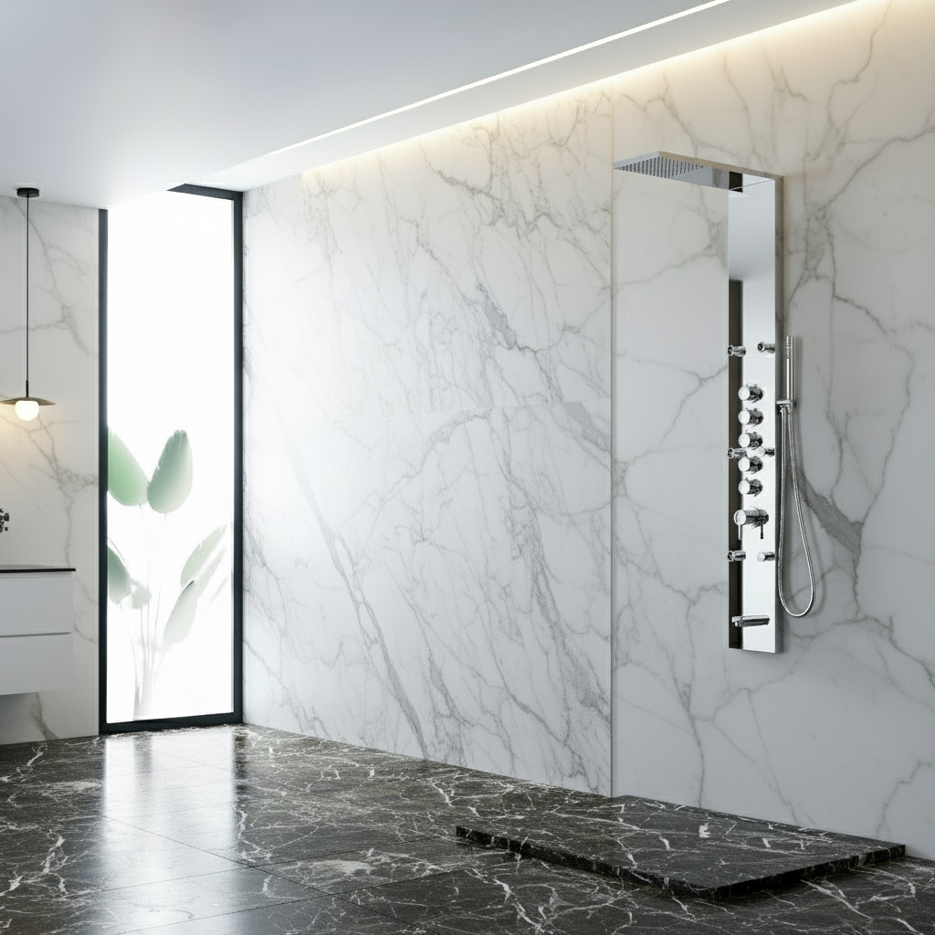 Douchepaneel Nana – Waterval – Massagejets – Chroom- 150 × 20 × 60 cm