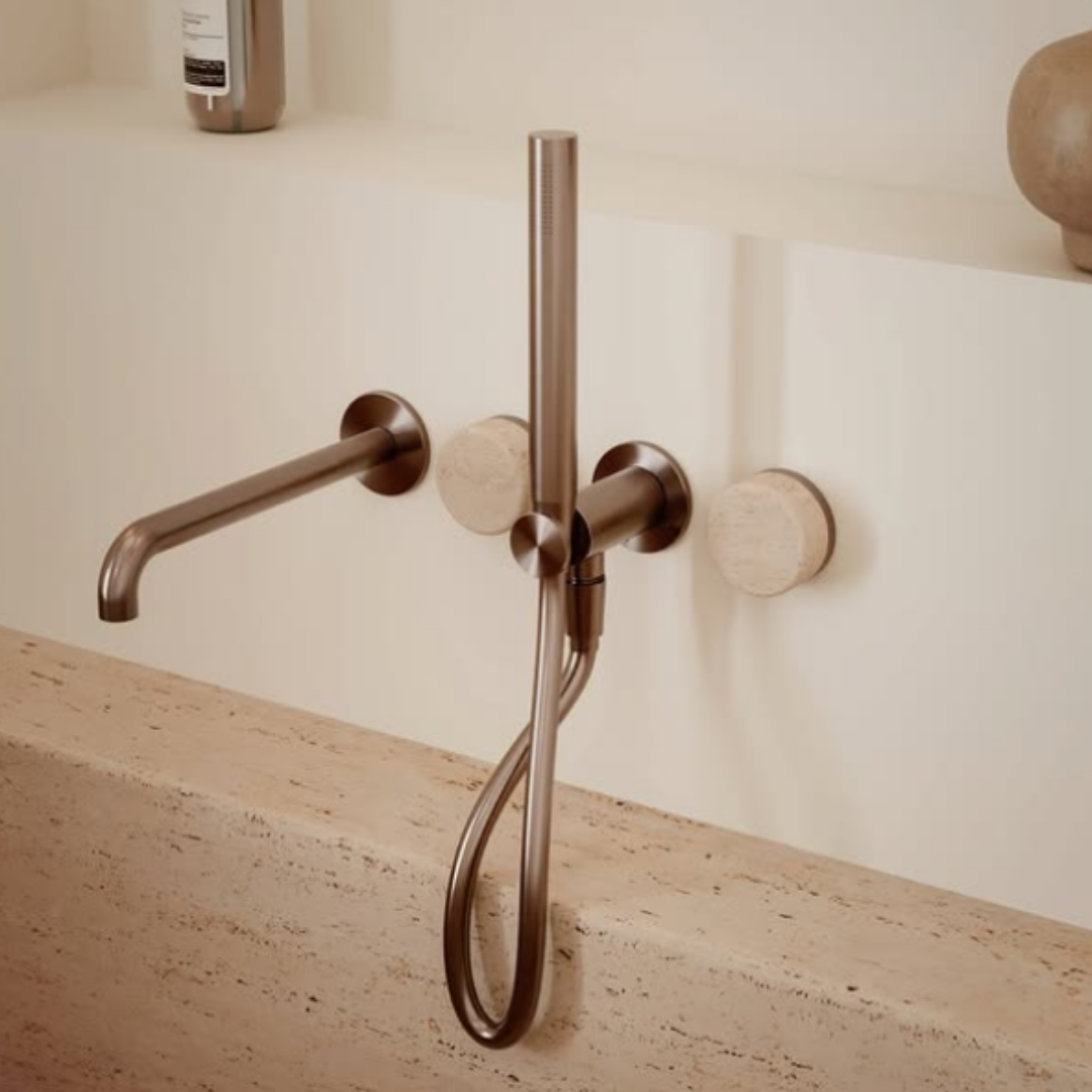 Inbouw mengkraan – Sorrento – Rome Travertine – Gun metal grey