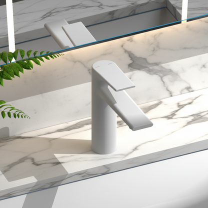 Opbouw wastafelkraan Diego  – Mat wit - 15 × 13,7 × 4,4 cm