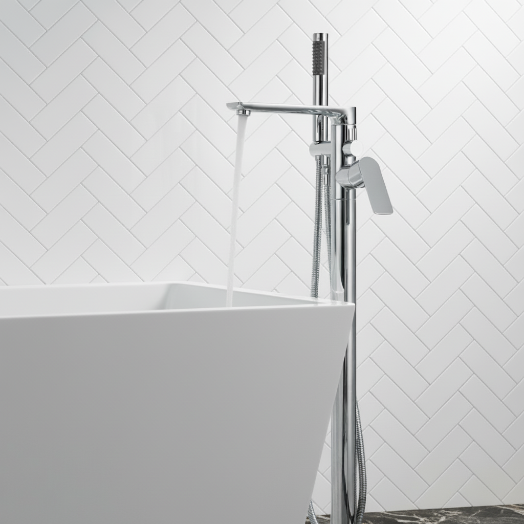 Vrijstaande badkraan Emilia - Chroom - 88 × 22 × 16 cm