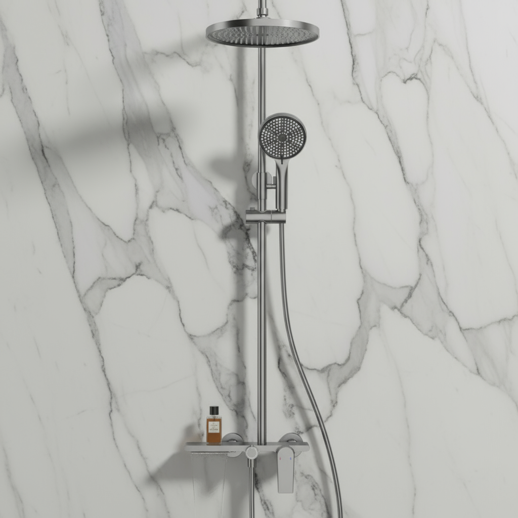 Opbouw regendoucheset Cynthia - Gunmetal grey - 130 × 35 × 25 cm