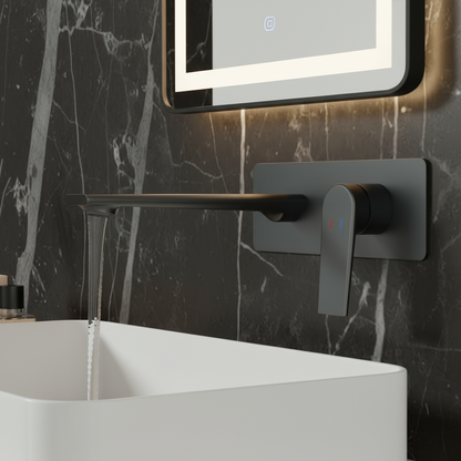 Inbouw wastafelkraan Diego  – Mat zwart - Incl. inbouwdeel - 22,5 × 11 × 20 cm