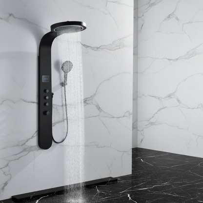 Douchepaneel Elena - LED - Digitaal display - Mat zwart- 145 × 18 × 65 cm