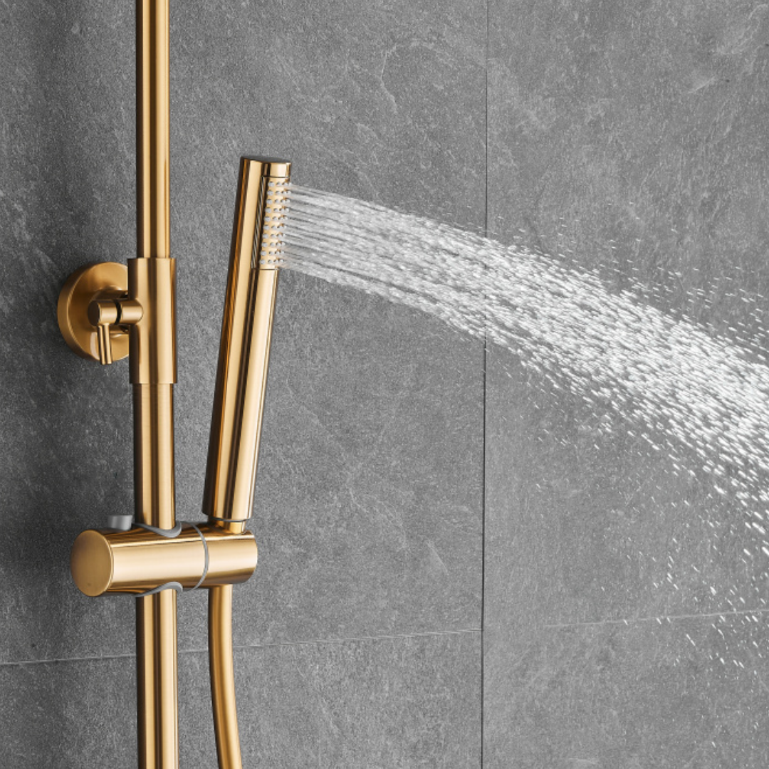 Thermostatisch opbouw regendoucheset - Julio - Geborsteld goud