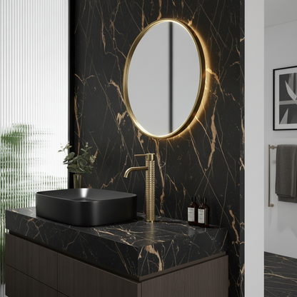 Hoge wastafelkraan Angelica - Geborsteld goud - 30,5 × 5,5 × 19 cm