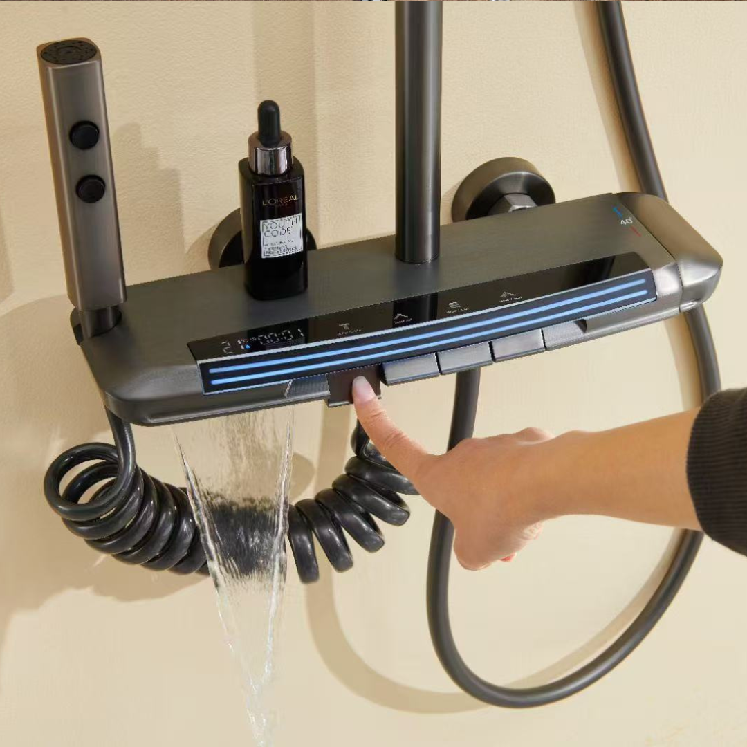 Thermostatische Opbouw Regendoucheset - Sandro - Mat zwart