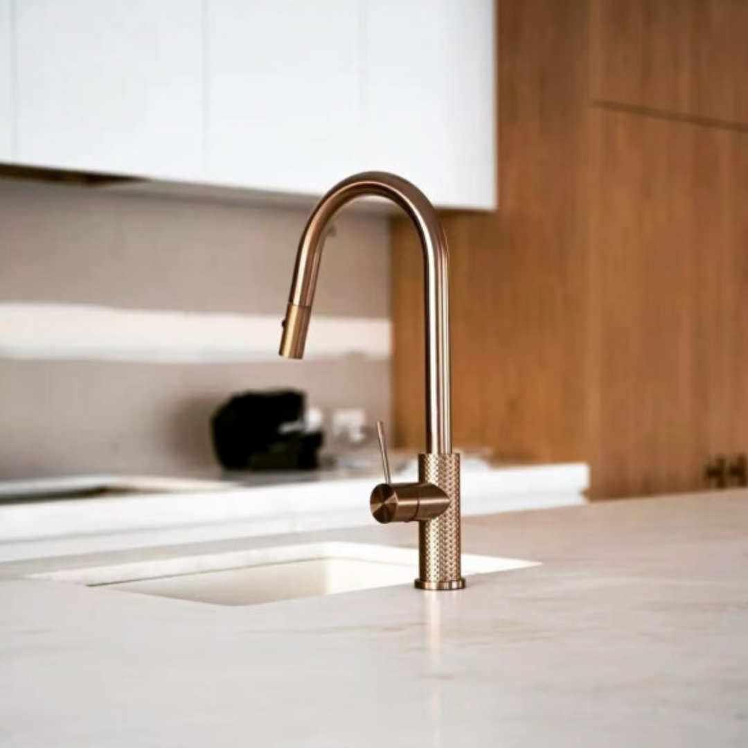 Keukenkraan Valencia – Uittrekbaar met sprayfunctie – Brushed bronze