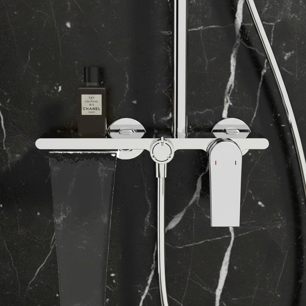 Opbouw regendoucheset Cynthia - Chroom- 130 × 35 × 25 cm