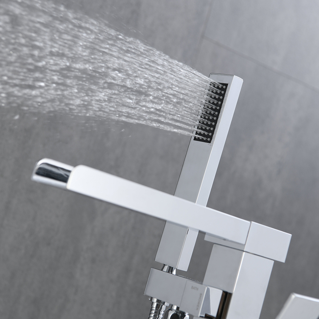 Vrijstaande Badkraan Lisandro – Watervaluitloop –  Chroom- 87 × 22 × 15 cm