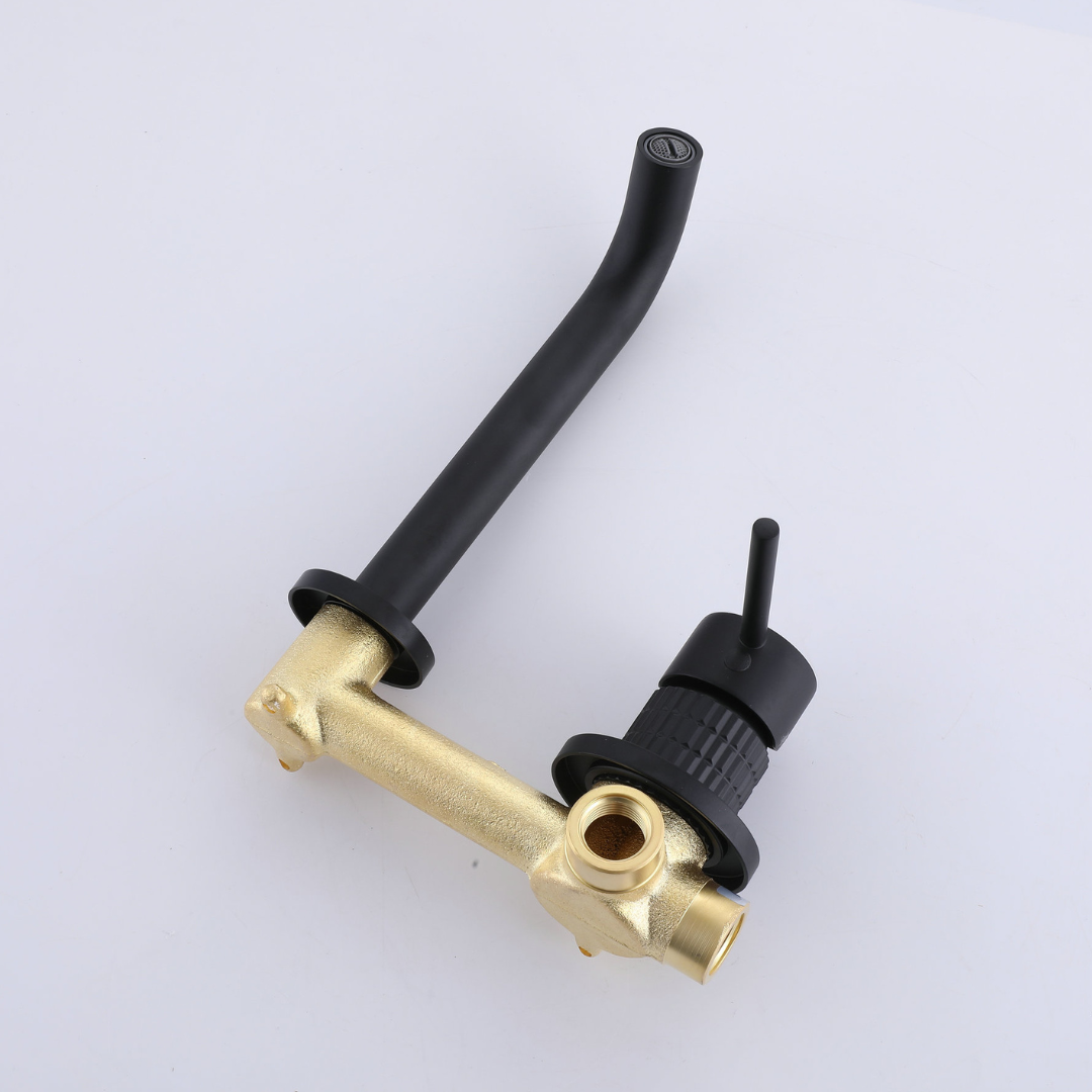 Inbouw wastafelkraan Angelica - Mat zwart - Incl. inbouwdeel - 23 × 20.5 × 10 cm