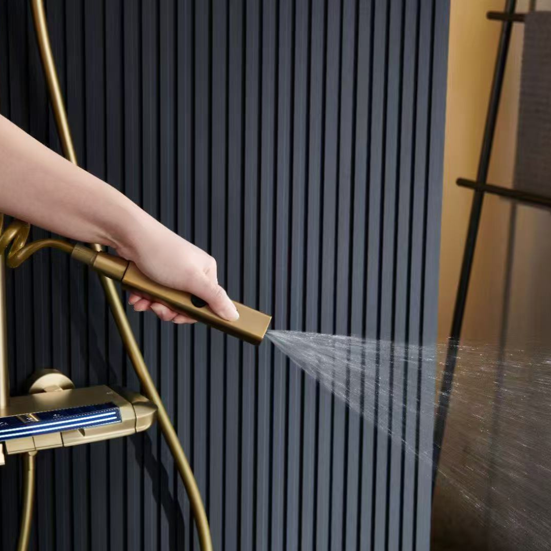 Thermostatische Opbouw Regendoucheset - Sandro - Geborsteld Goud