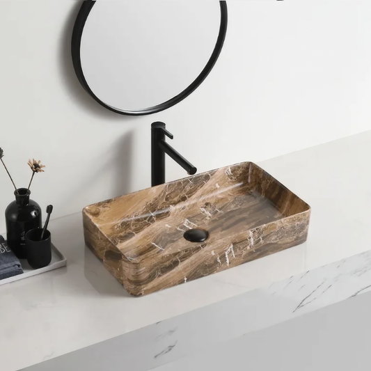 Opzet Waskom - Isabella - Bruin Marmer - 610x350x110mm