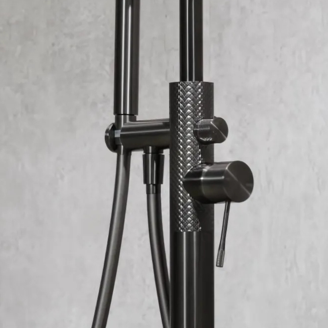 Vrijstaande badmengkraan Valencia - Staafhanddouche - Brushed nickel