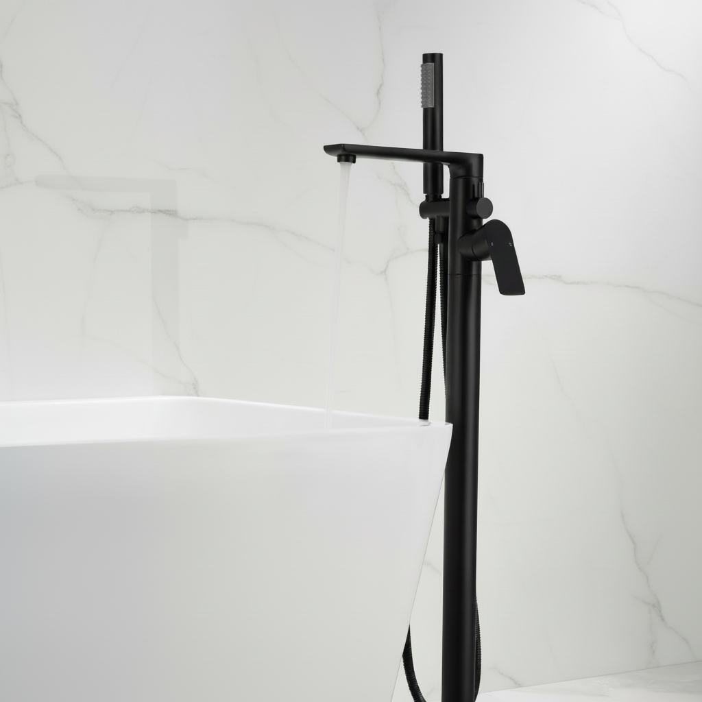 Vrijstaande badkraan Emilia - Mat zwart - 88 × 22 × 16 cm