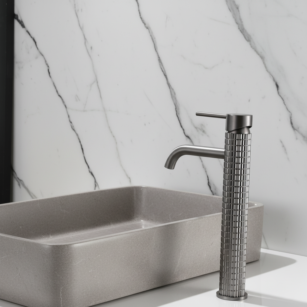 Hoge wastafelkraan Angelica - Gunmetal grey - 30,5 × 5,5 × 19 cm