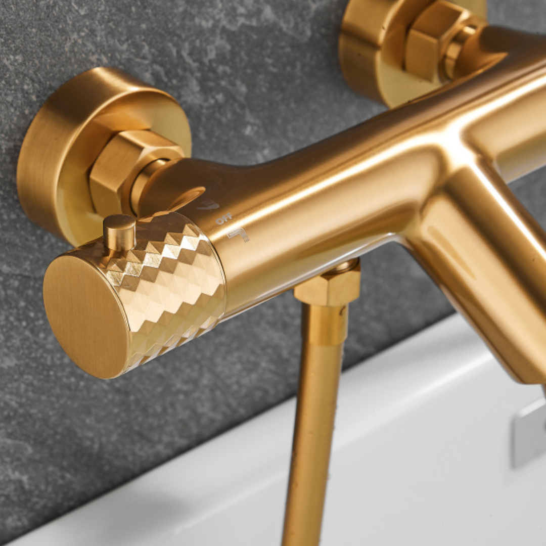 Thermostatische opbouw badkraan - Alessandra - Geborsteld goud