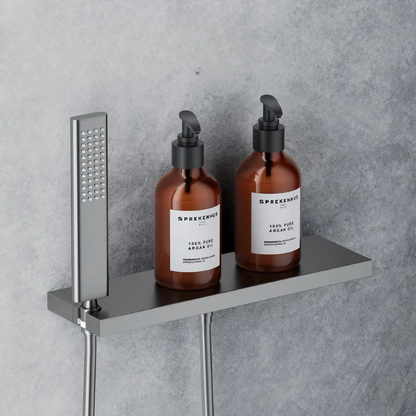 Thermostatisch Inbouw Regendoucheset - Isabella - Gun Grey - Met Digitaal Display - Waterval