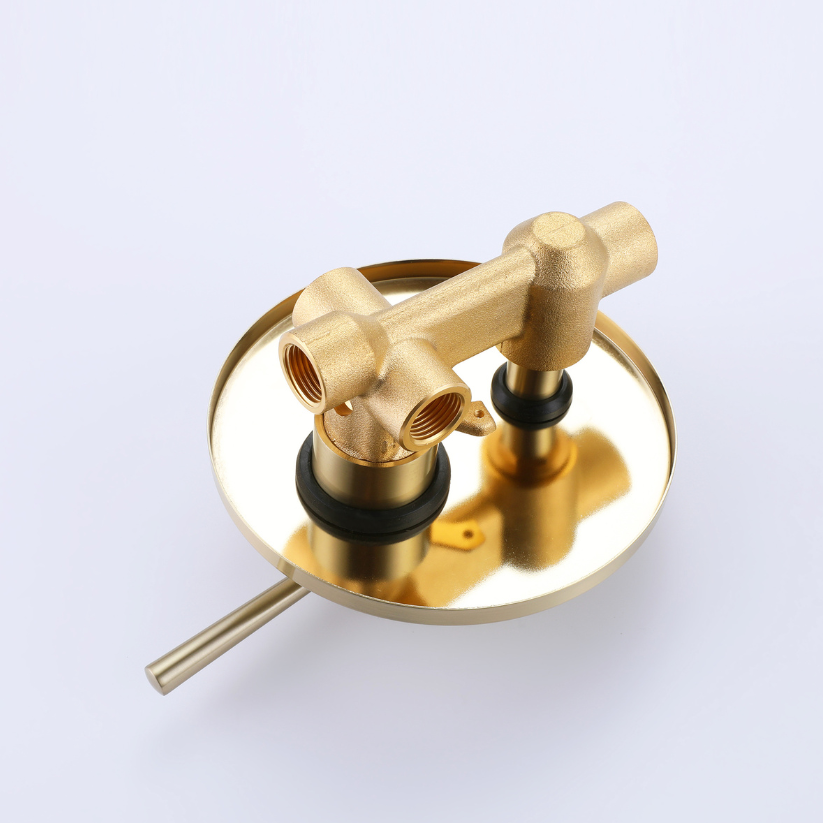 Inbouw Regendoucheset Vincent – Staafhanddouche – Geborsteld goud - Incl. inbouwdeel