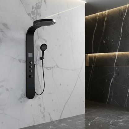 Douchepaneel Elena - LED - Digitaal display - Mat zwart- 145 × 18 × 65 cm