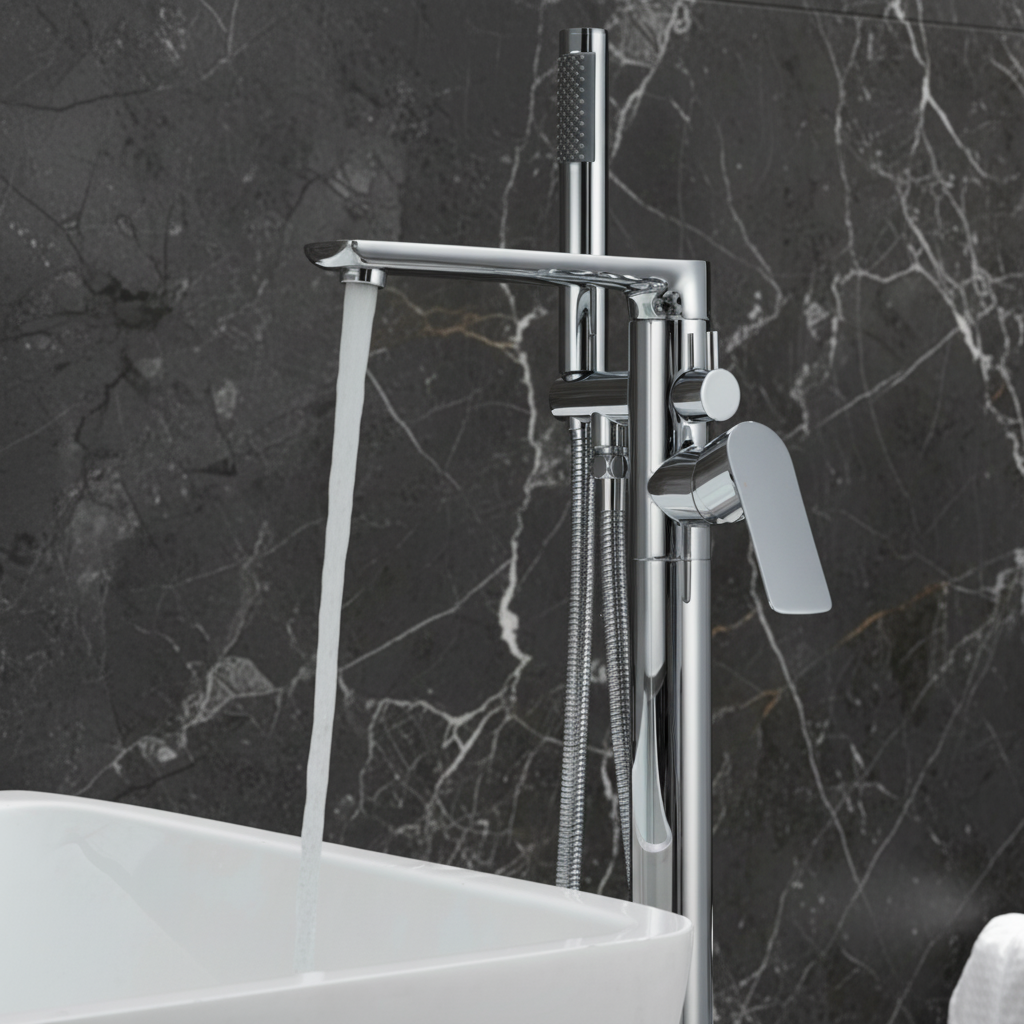 Vrijstaande badkraan Emilia - Chroom - 88 × 22 × 16 cm