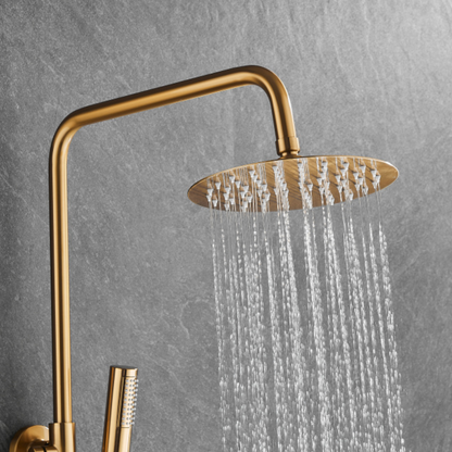 Thermostatisch opbouw regendoucheset - Julio - Geborsteld goud
