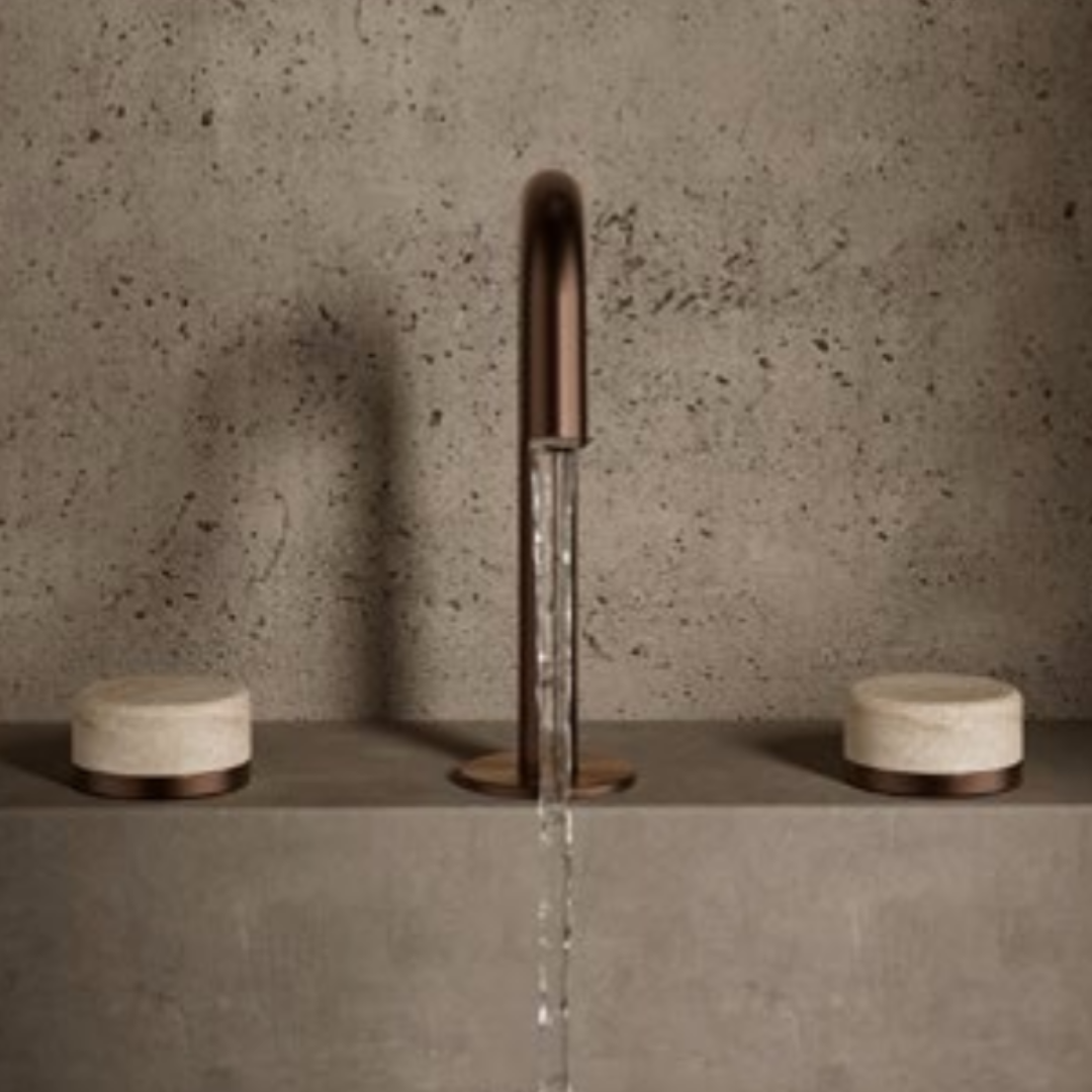 Inbouw mengkraan – Sorrento – Rome Travertine – Gun metal grey