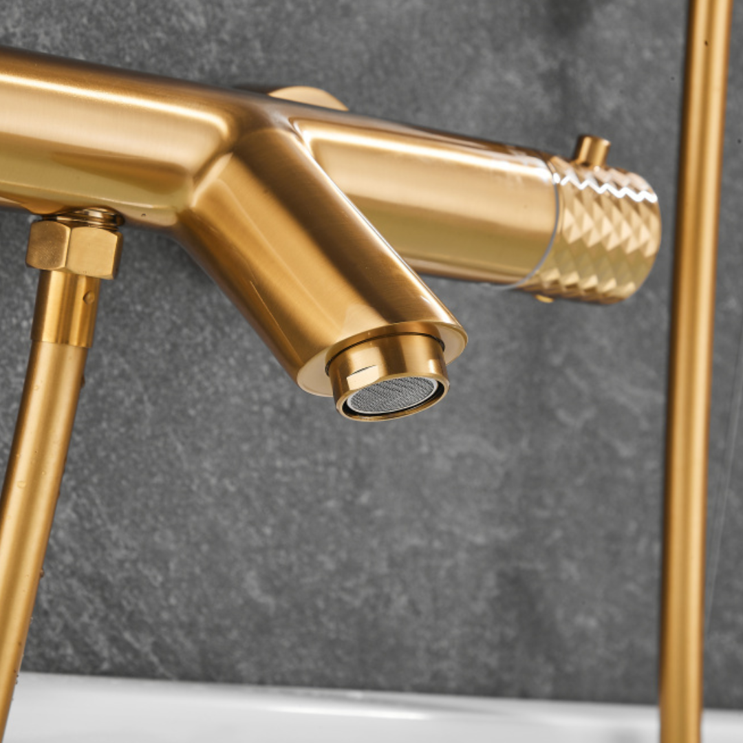 Thermostatische opbouw badkraan - Alessandra - Geborsteld goud