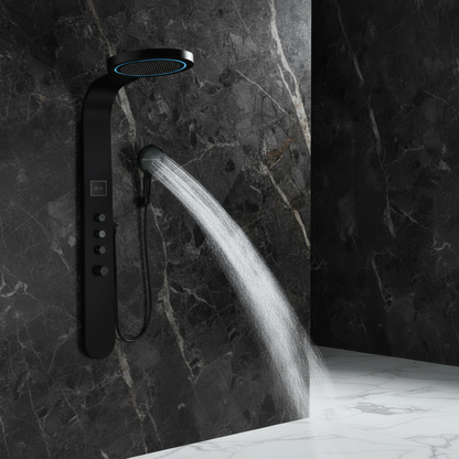 Douchepaneel Elena - LED - Digitaal display - Mat zwart- 145 × 18 × 65 cm