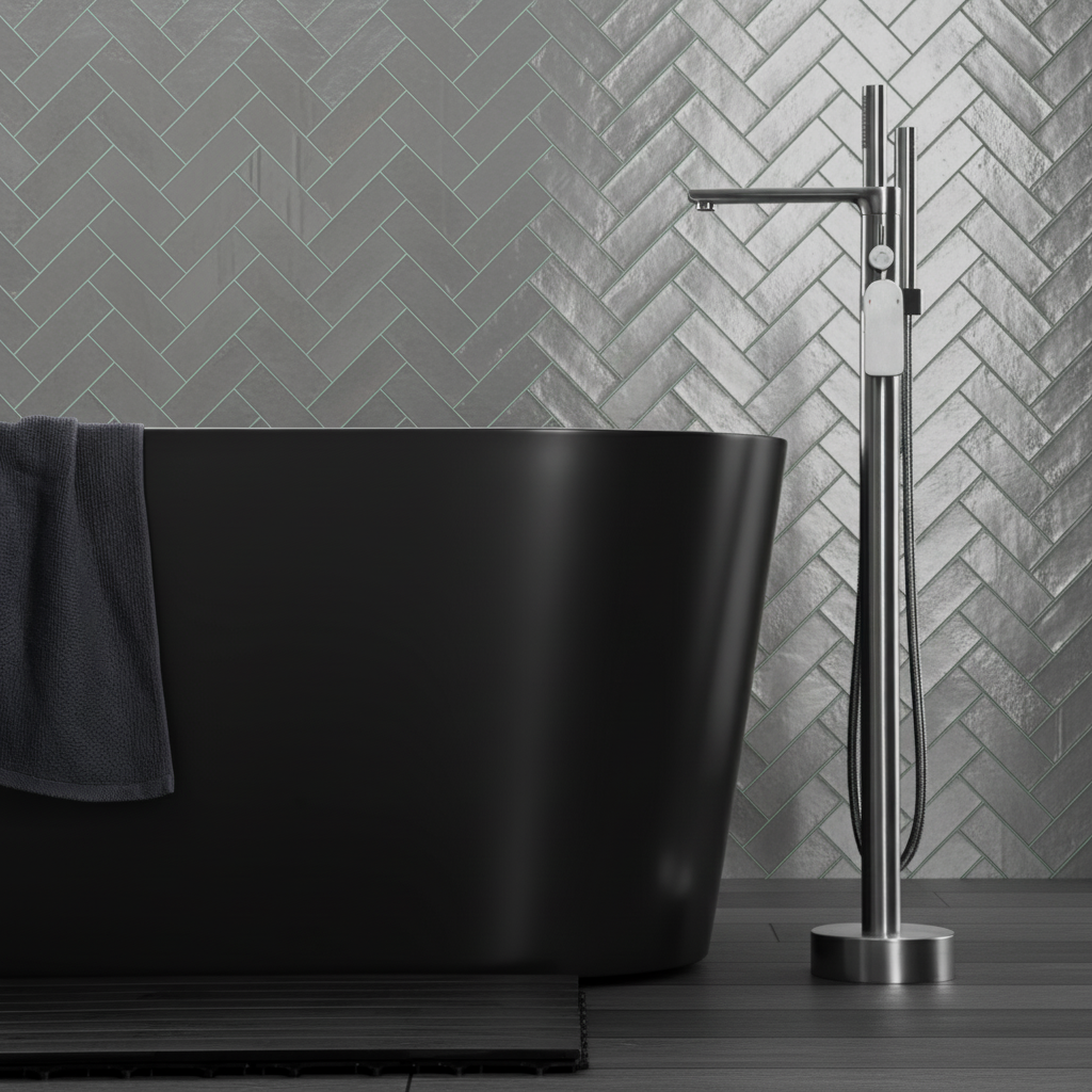 Vrijstaande badkraan Emilia - Gunmetal grey - 88 × 22 × 16 cm